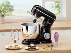 3-IN-1 Electric Stand Mixer 6.5QT Bowl 660W 10-Speed Kitchen Mixer, Household Food Mixers include Dough Hook, Beater and Whisk, Black Color.